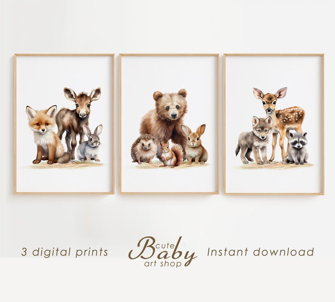 Woodland Nursery Prints, Forest Animal Prints, Baby Animas Wall Art ...