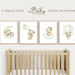 Teddy bear print, baby boy prints, nursery decor, cute bear poster, printable wall art