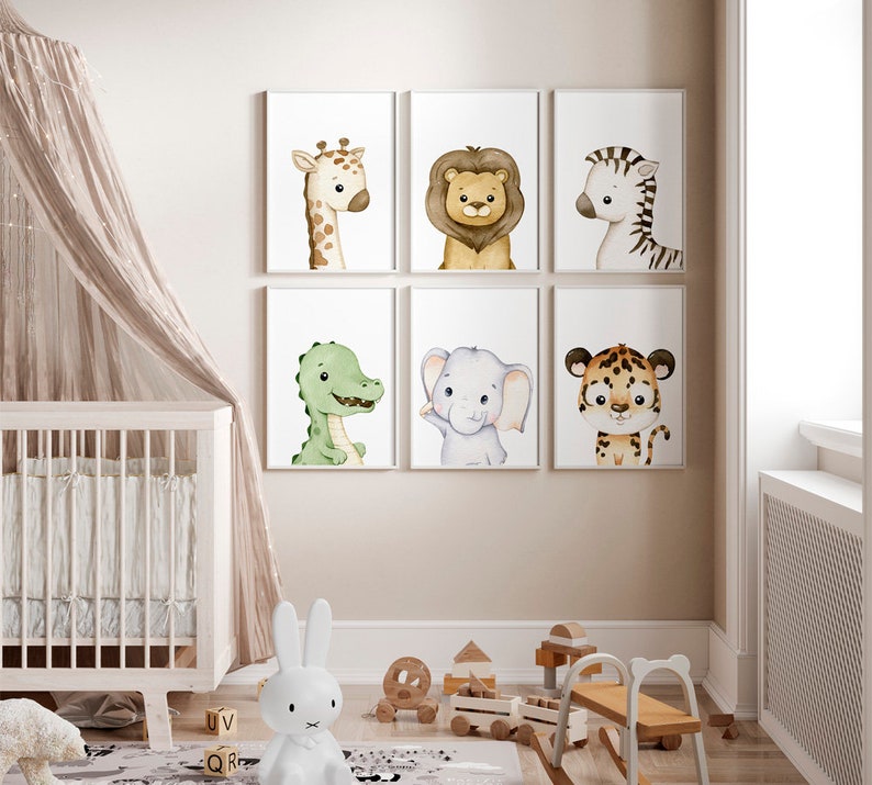 Safari Animals Prints Nursery Jungle Wall Art Printable Etsy