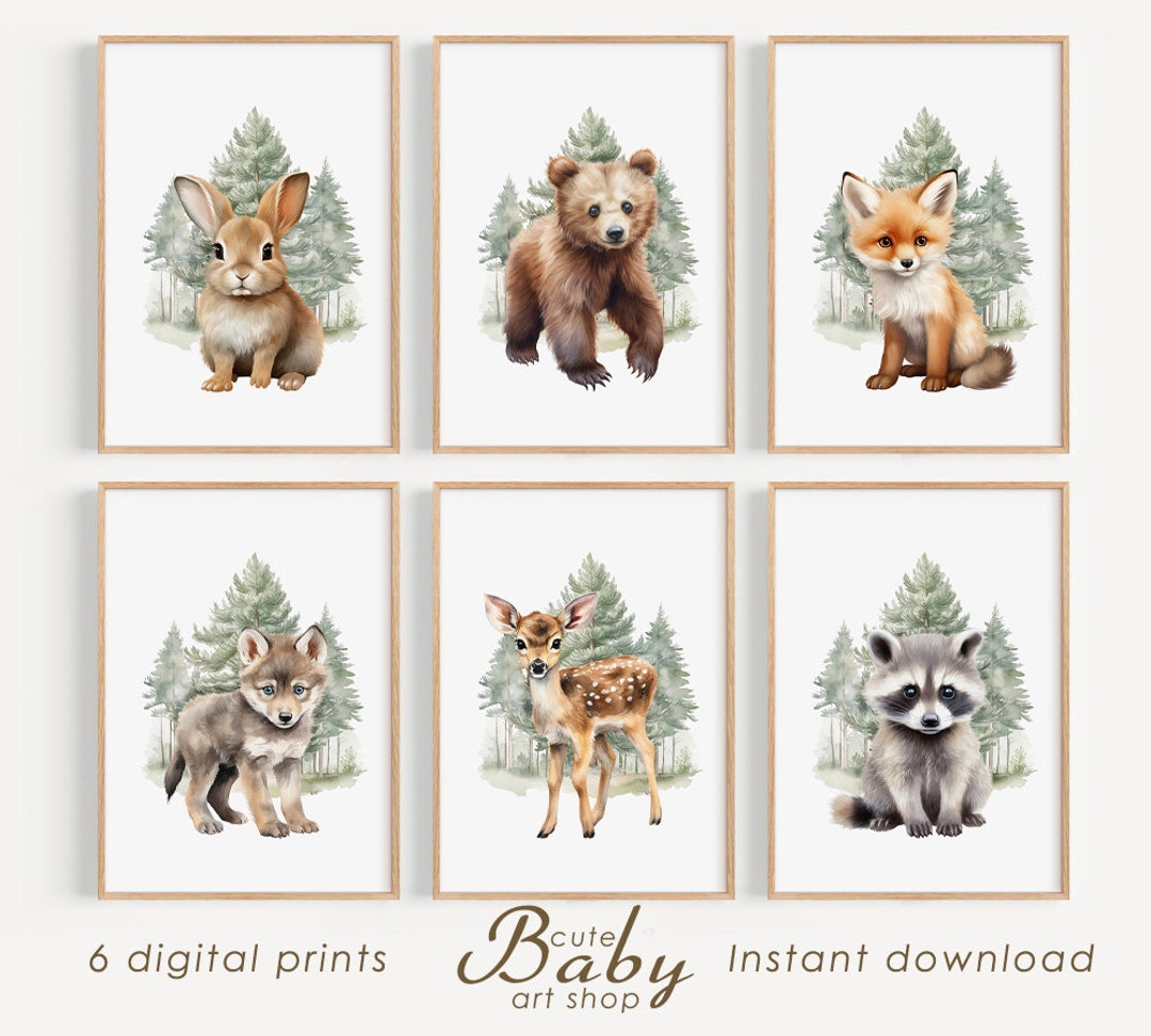 Woodland Nursery Prints, Forest Animal Prints, Baby Animas Wall Art ...