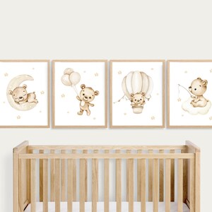 Teddy bear prints, nursery wall art, animal poster, neutral printable print