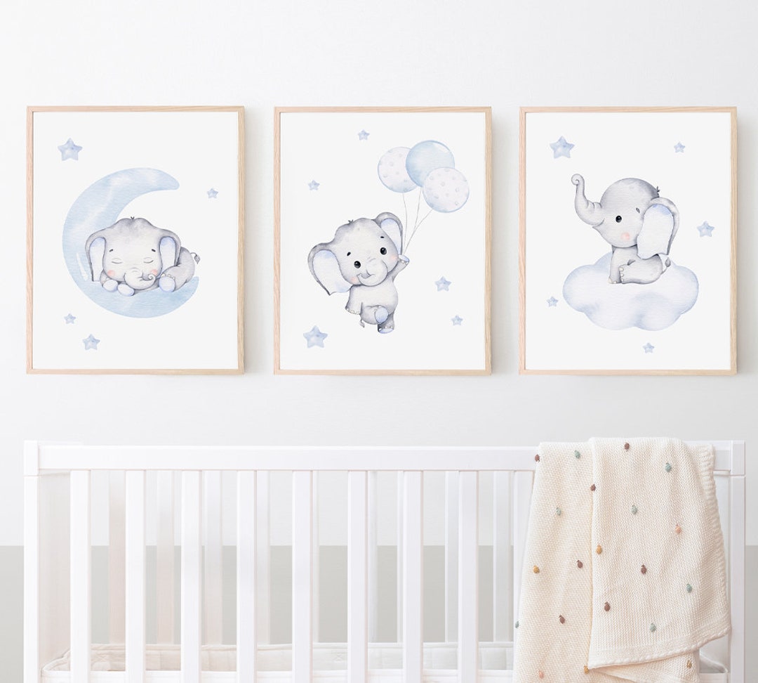 Elephant Nursery Print, Baby Boy Prints, Nursery Decor, Elephants ...