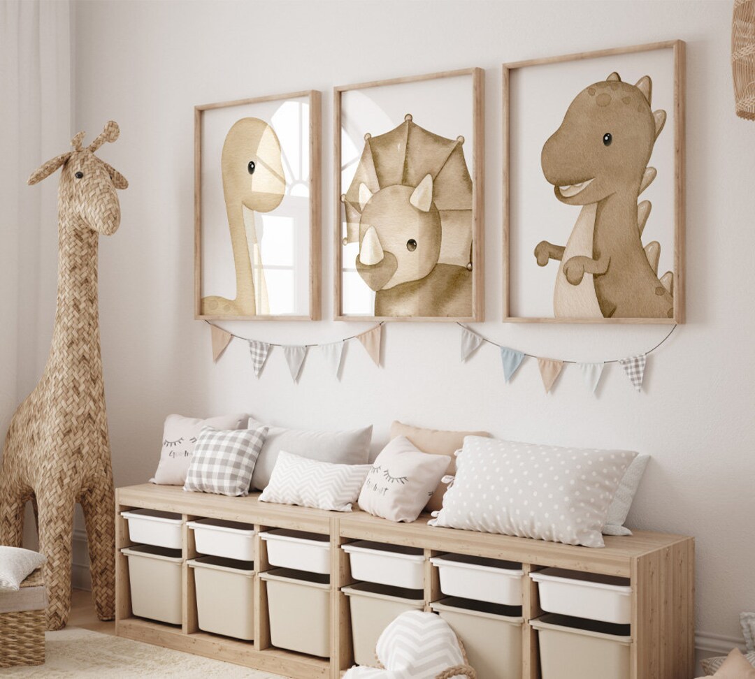 Dinosaurs Prints, Neutral Dino Print, Nursery Decor, Baby Boy Room ...