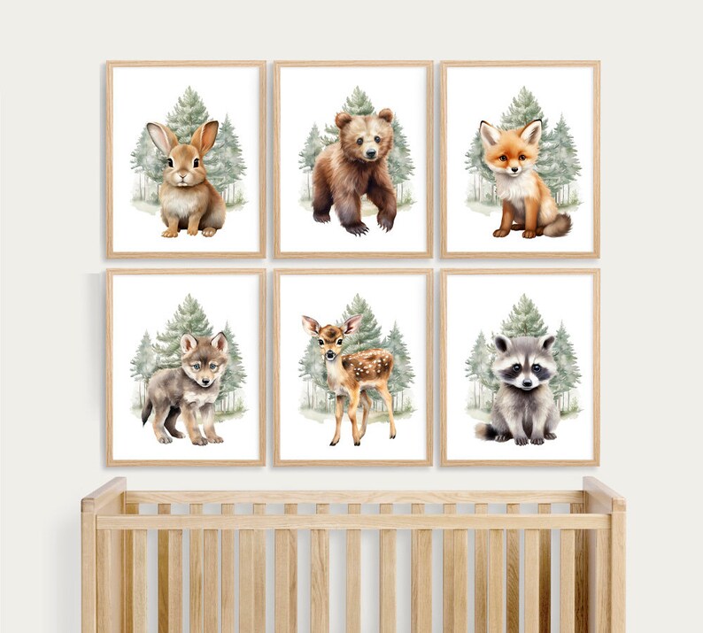 Woodland Nursery Prints, Forest Animal Prints, Baby Animas Wall Art ...