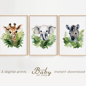 Safari animals prints, baby animal prints, jungle nursery decor, safari nursery wall art, printable animal poster, DİGİTAL DOWNLOAD