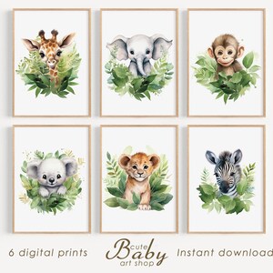 Safari animals prints, baby animal prints, jungle nursery decor, safari nursery wall art, printable animal print, DİGİTAL DOWNLOAD