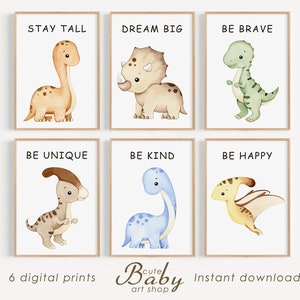 Impresiones de dinosaurios, arte de pared de dinosaurios infantiles, póster de dinosaurios, impresión de dinosaurios imprimible, decoración de la habitación de los niños