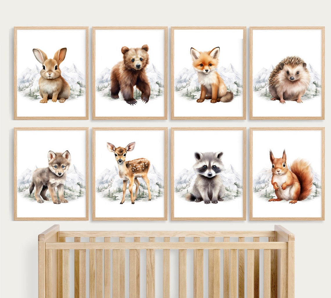 Woodland Nursery Prints, Forest Animal Prints, Baby Animas Wall Art ...
