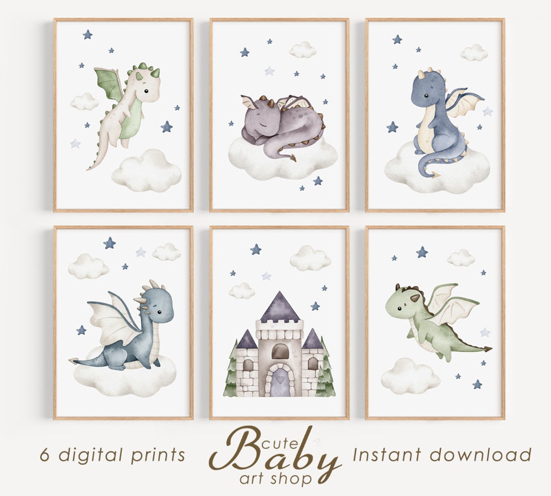 Baby Dragons Print, Boys Room Decor, Cute Dragon Poster, Nursery Decor ...
