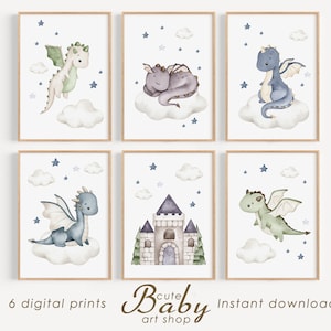 Baby Drachen Poster, Jungen Druck, Kinderzimmer Dekor, Drachen Poster zum selbst ausdrucken
