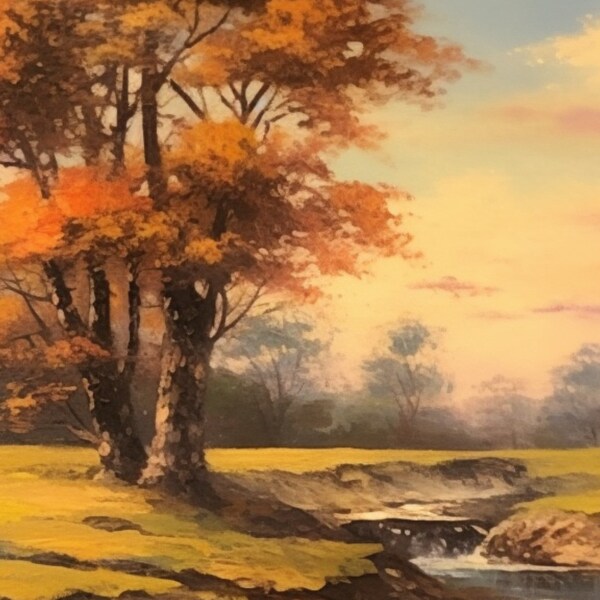 Riverside Serenity - Captivating Painting of Countryside Beauty