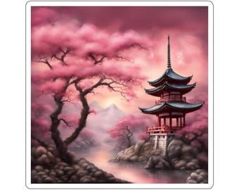 Japanese Sakura Cherry Blossom Sticker, Laptop Decal