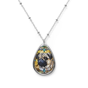 Pug Oval Necklace, Pug Necklace, Pug Jewelry, Fashion Accessory, Dog Lovers Gift, Gift For Anyone, Cute Dog Necklace, Cute Pug Necklace