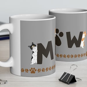 Cats Coffee Mug, Cats Hanging Out Coffee Mug, Gift for Cat Lover, Playful Cats on Mug, Cat Paw Print Coffee Mug, Cats Hot Chocolate Mug 11oz