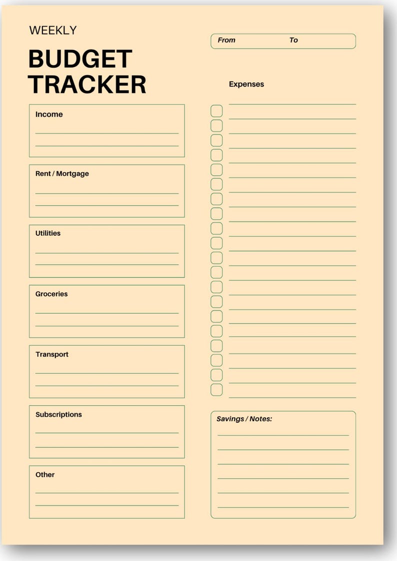 Weekly Budget Tracker Printable | Minimalist Budget Planner | A4 PDF ...