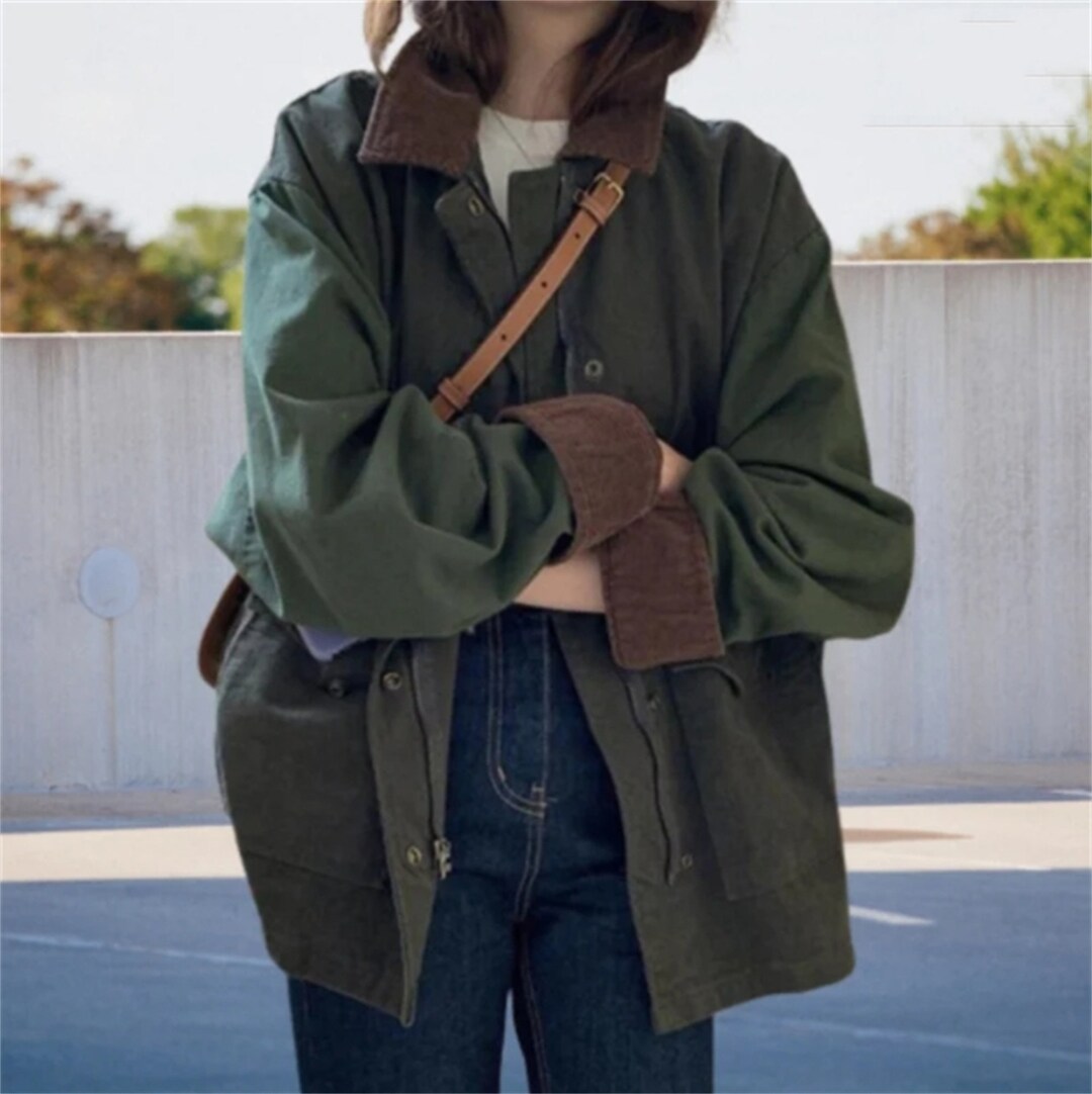 Women Fall Jacket Retro Fall Jacket Army Green Thrift Etsy