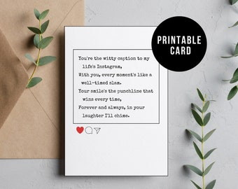 Romantic Love Letter for him, Printable funny love you card, Anniversary Gift for her, Instagram letter, love notes, Instant download