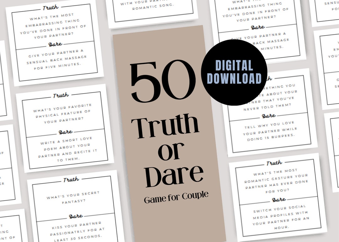 Printable Couples Truth or Dare Cards, Fun Game for Two, Romantic Date ...