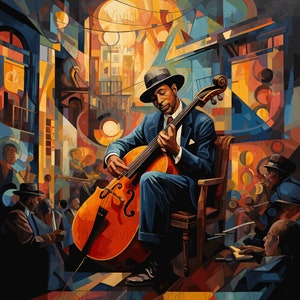 The Harlem Renaissance, Wall Art, Jazz and Blues Wall Art, Black Musicians with instruments, AI Digital Art, Black Art