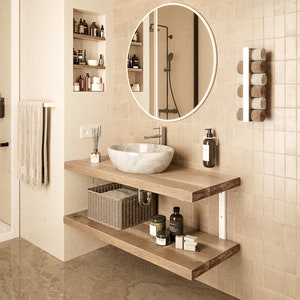 Support pour lavabo double 15/20/25/30/35/40/45 cm LAHN 6 tailles 2 couleurs support pour lavabo avec vis image 4