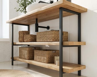 Mobile bagno a 3 livelli - DONAU - 25/30/40/45/50 cm - altezza 75 cm, gambe per mobile bagno, staffa per mobile bagno
