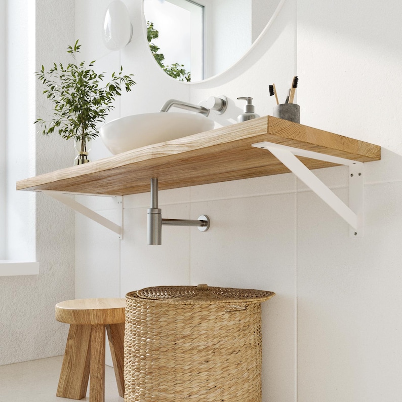 Heavy-duty brackets 20/25/30/35/40/45 cm | ELBE | Washbasin bracket, shelf bracket, wall bracket, bench bracket image 4