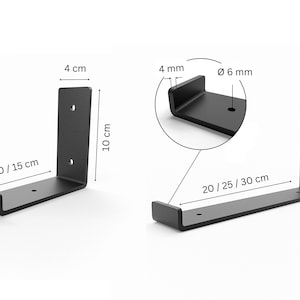 Shelf holder 10/15/20/25/30 cm RIEDBERG Shelf Angle, L-Shaped Wall Shelf Bracket, Console, Shelf Brackets image 8