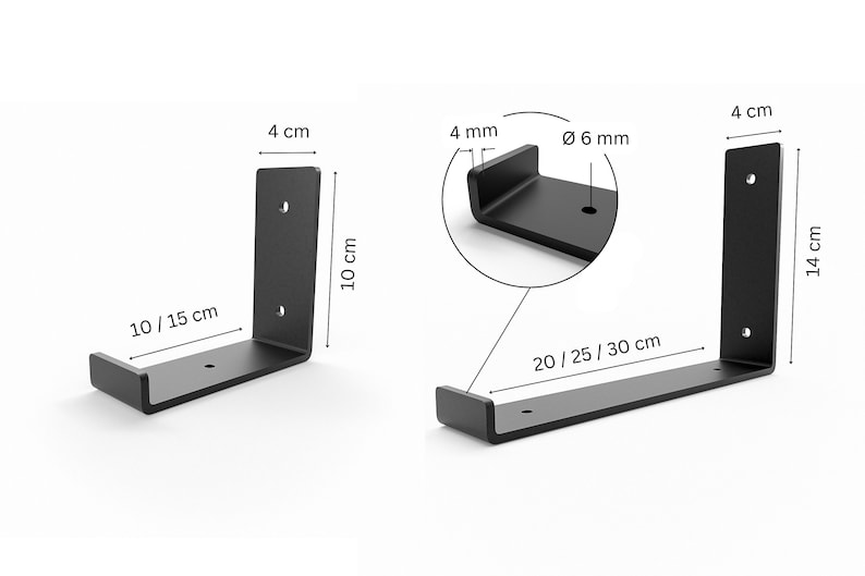 Shelf holder 10/15/20/25/30 cm RIEDBERG Shelf Angle, L-Shaped Wall Shelf Bracket, Console, Shelf Brackets image 8