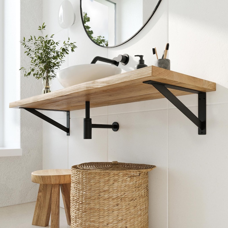 Heavy-duty brackets 20/25/30/35/40/45 cm | ELBE | Washbasin bracket, shelf bracket, wall bracket, bench bracket image 2