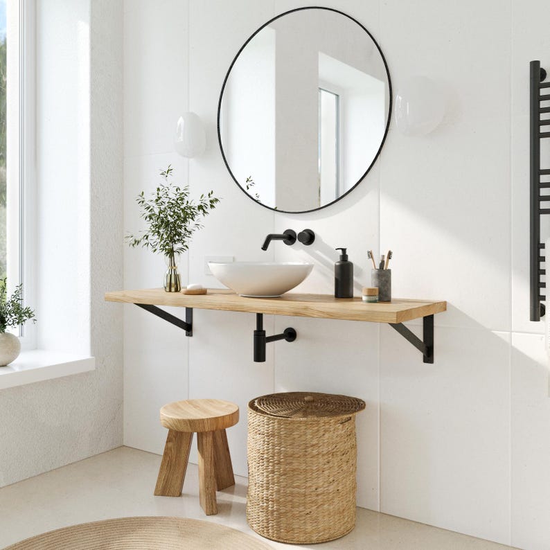 Heavy-duty brackets 20/25/30/35/40/45 cm | ELBE | Washbasin bracket, shelf bracket, wall bracket, bench bracket image 3