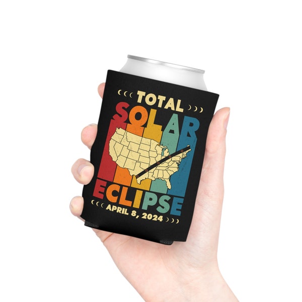 Total Solar Eclipse 2024 Can Cooler, Astronomy Gadget, April 8 2024, Eclipse Souvenir, North America Decorations, Art Print Souvenirs, 1 PC