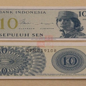 Geld der Welt Indonesien P-92a 1964 Note 10 sen Geldschein Papiergeld unc