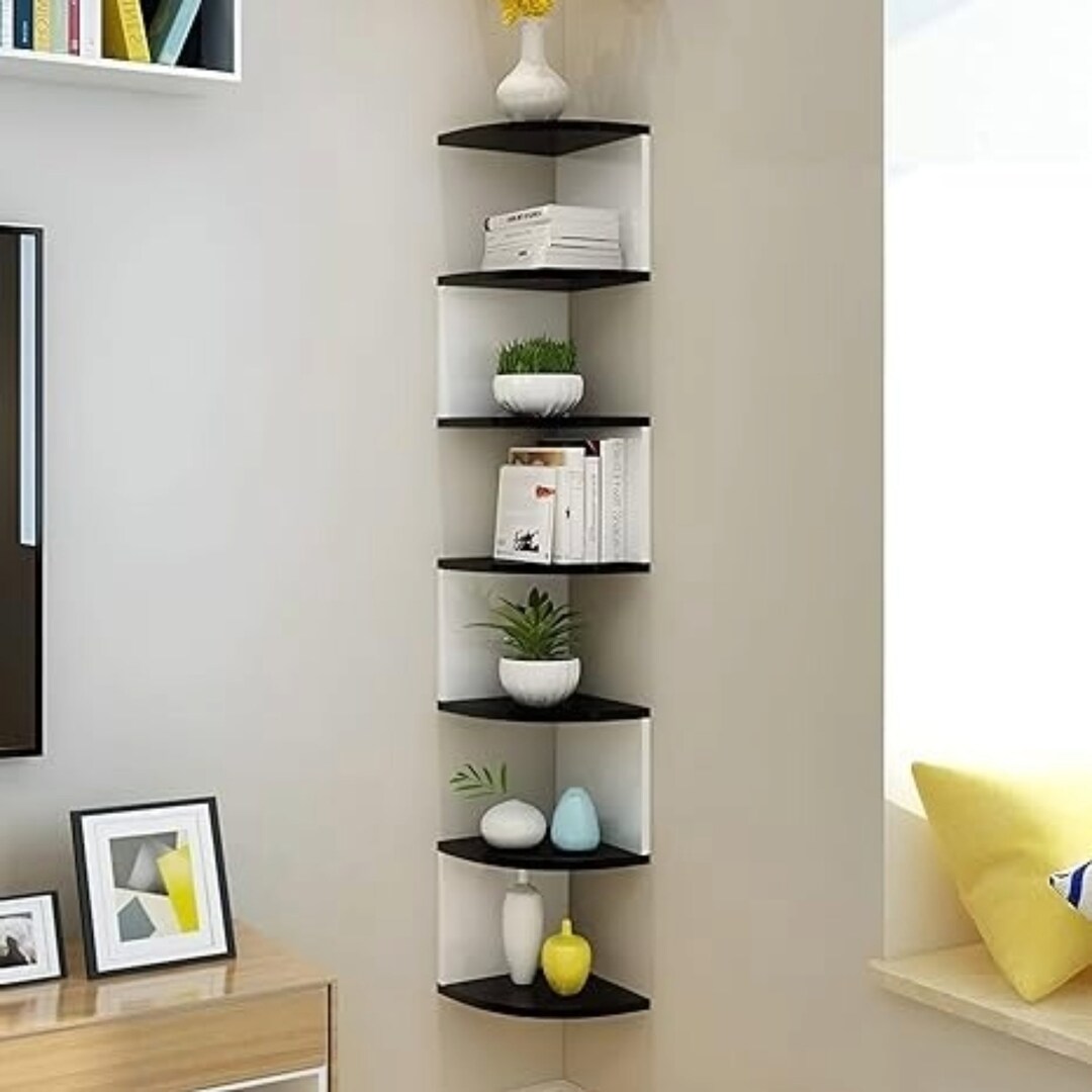 Buy Wooden Zigzag Corner Hanging Shelves for Living Room Stylish Home