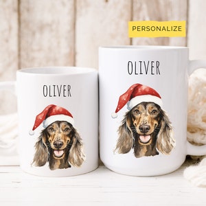Long Hair Dachshund Mug, Dachshund Mug Personalized, Dachshund Christmas, Wiener Dog Gifts, Dachshund Art, Custom Dachshund Mug,