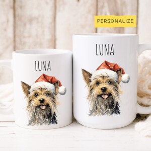 Yorkie Mug Christmas, Yorkshire Terrier Gifts, Personalized Name Mug, Custom Pet, Personalized Mugs, Pet Lover Gift, Puppy Coffee Cup