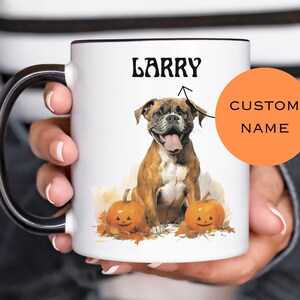 Boxer Mug, boxer dog, boxer gifts, boxer dog gifts, boxer dog art, boxer drawing, halloween boxer mug, personalized dog dad mug, dog gifts