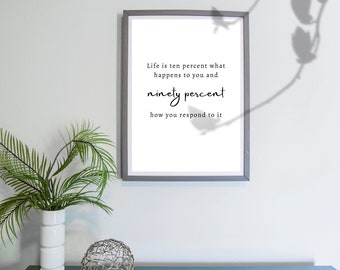 Life Is Ten Percent What Happens To You, Motivational Quote, Printable Wall Art Prints, Digital Download