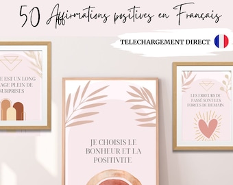 50 positive affirmations French poster confidence therapy poster positive affirmation boho woman poster card positive affirmations