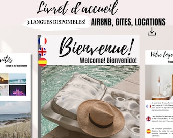 Livret d'accueil airbnb français anglais espagnol welcome book AIRBNB livret accueil gite location vacances manuel airbnb livre de bienvenue