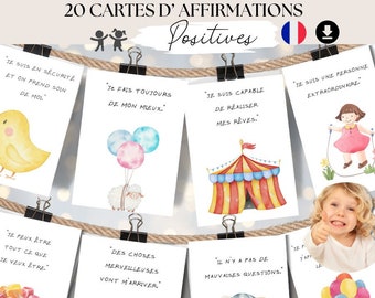 Positive affirmations in French for children cards positive quotes child therapy card positive phrases children decor office gift