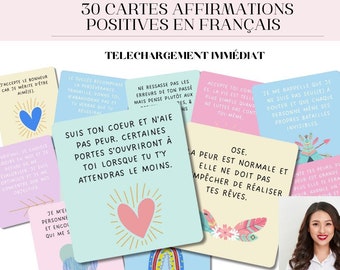 Positive affirmations in French poster confidence therapy poster positive quotes boho cards positive affirmations therapist office