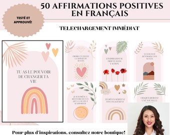 50 affirmations positives en français poster confiance thérapie affiche affirmation positive boho pour femme affiche amour