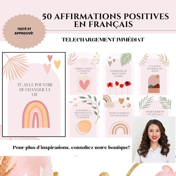 50 affirmations positives en français poster confiance thérapie affiche affirmation positive boho pour femme affiche amour