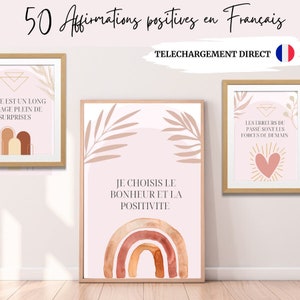 50 affirmations positives français poster confiance thérapie affiche affirmation positive boho femme affiche carte affirmation positives
