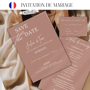 Modèle Invitation mariage francais kit invitations mariage terracotta préparation français template invitations mariage personnalisable
