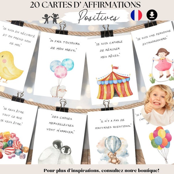 Affirmations positives en français pour enfants cartes citations positives enfant thérapie carte phrases positives enfants décor bureau gift