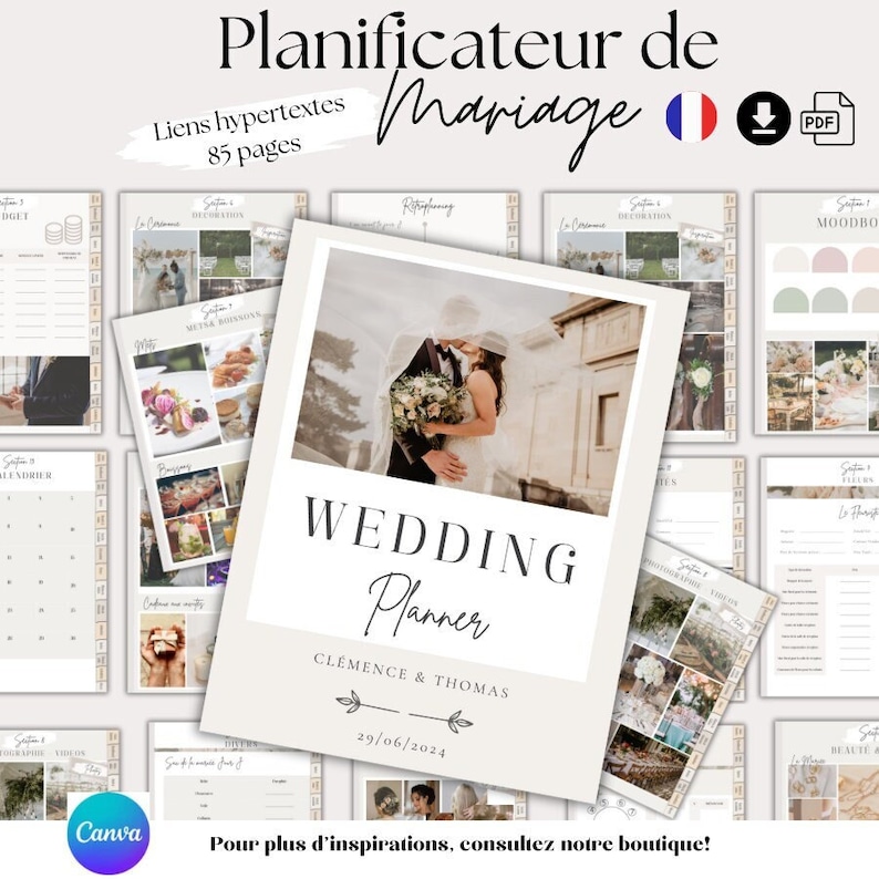 French wedding planner wedding planner digital wedding planner printable wedding organization planner in French wedding planning image 1