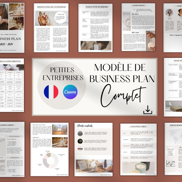 Modèle business plan français canva template business plan francais business planner petites entreprises démarrage modele imprimable budget