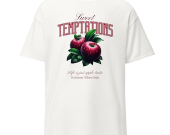 Apple Lover Shirt – Sweet Temptation Fruit Tee – Summer Vibes Only – Red Apple Retro T-Shirt – Trendy Festival Outfit Gift