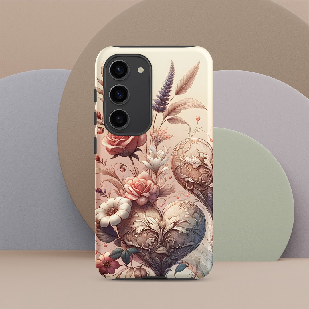 Unique Phone Case Floral Heart Phone Case Elegant Botanical Protective ...